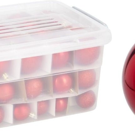 Kerstballen Set Rood - 70 Stuks - Kunststof - Opbergbox - XdropX