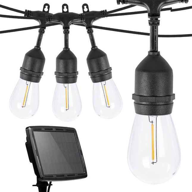 Kültéri szolár dekor égősor, 15 db E27 LED lámpával, 15m-0