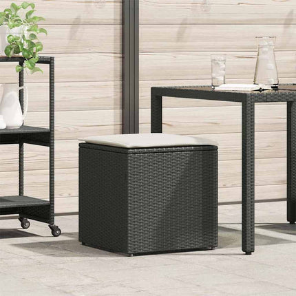 Kussenbox Met Opslag Zwart 50 X 50 X 50 Cm Poly Rattan - XdropX