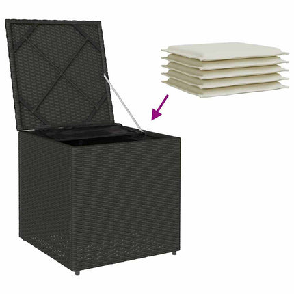Kussenbox Met Opslag Zwart 50 X 50 X 50 Cm Poly Rattan - XdropX