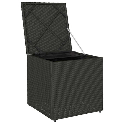 Kussenbox Met Opslag Zwart 50 X 50 X 50 Cm Poly Rattan - XdropX