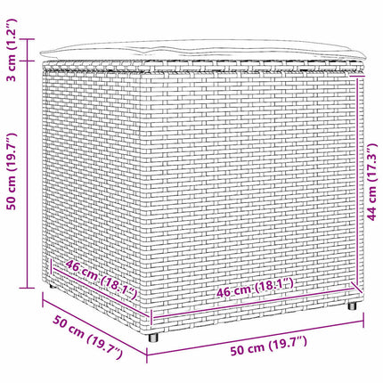 Kussenbox Met Opslag Zwart 50 X 50 X 50 Cm Poly Rattan - XdropX