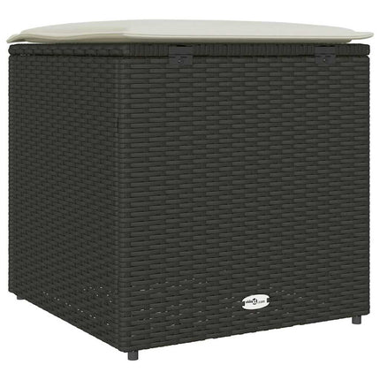 Kussenbox Met Opslag Zwart 50 X 50 X 50 Cm Poly Rattan - XdropX