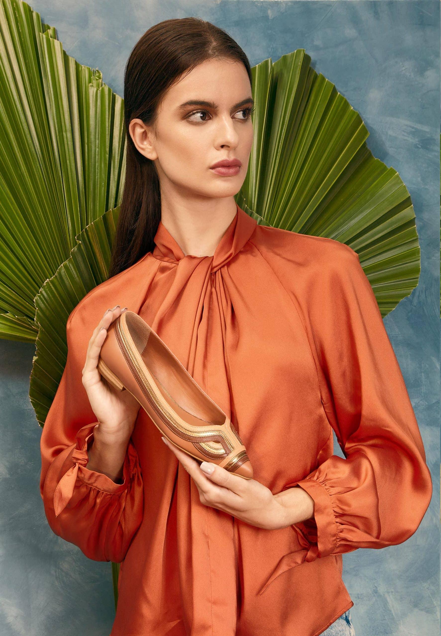 Begonia Leather Ballerinas – Women’s Flats with Layered Detail