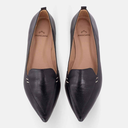 Black Leather Ballerinas Butia – Women’s Pointed-Toe Flat Shoes-2