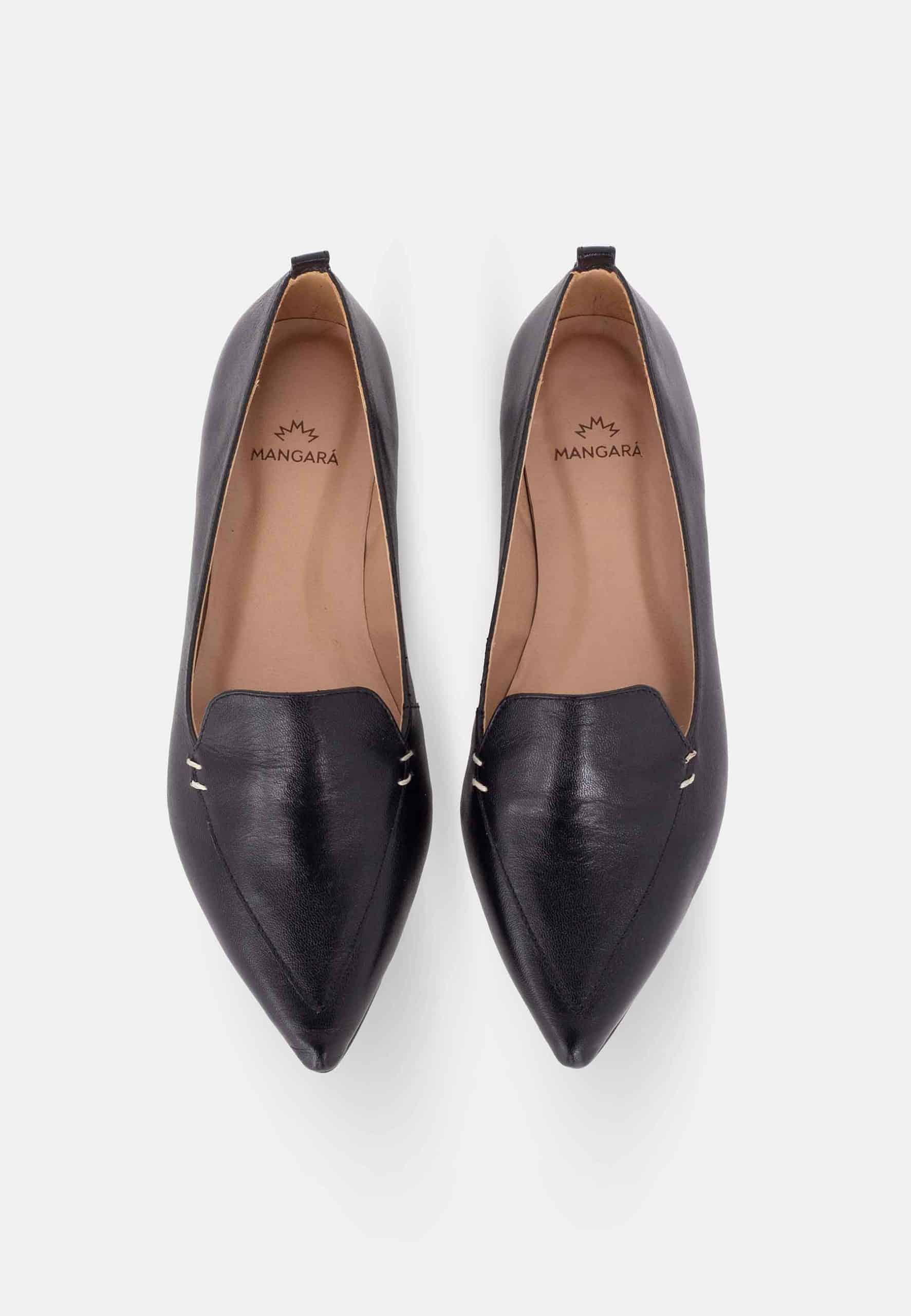 Black Leather Ballerinas Butia – Women’s Pointed-Toe Flat Shoes-2