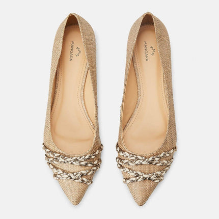 Beige Natural Raffia Ballerinas – Women’s Flats-1