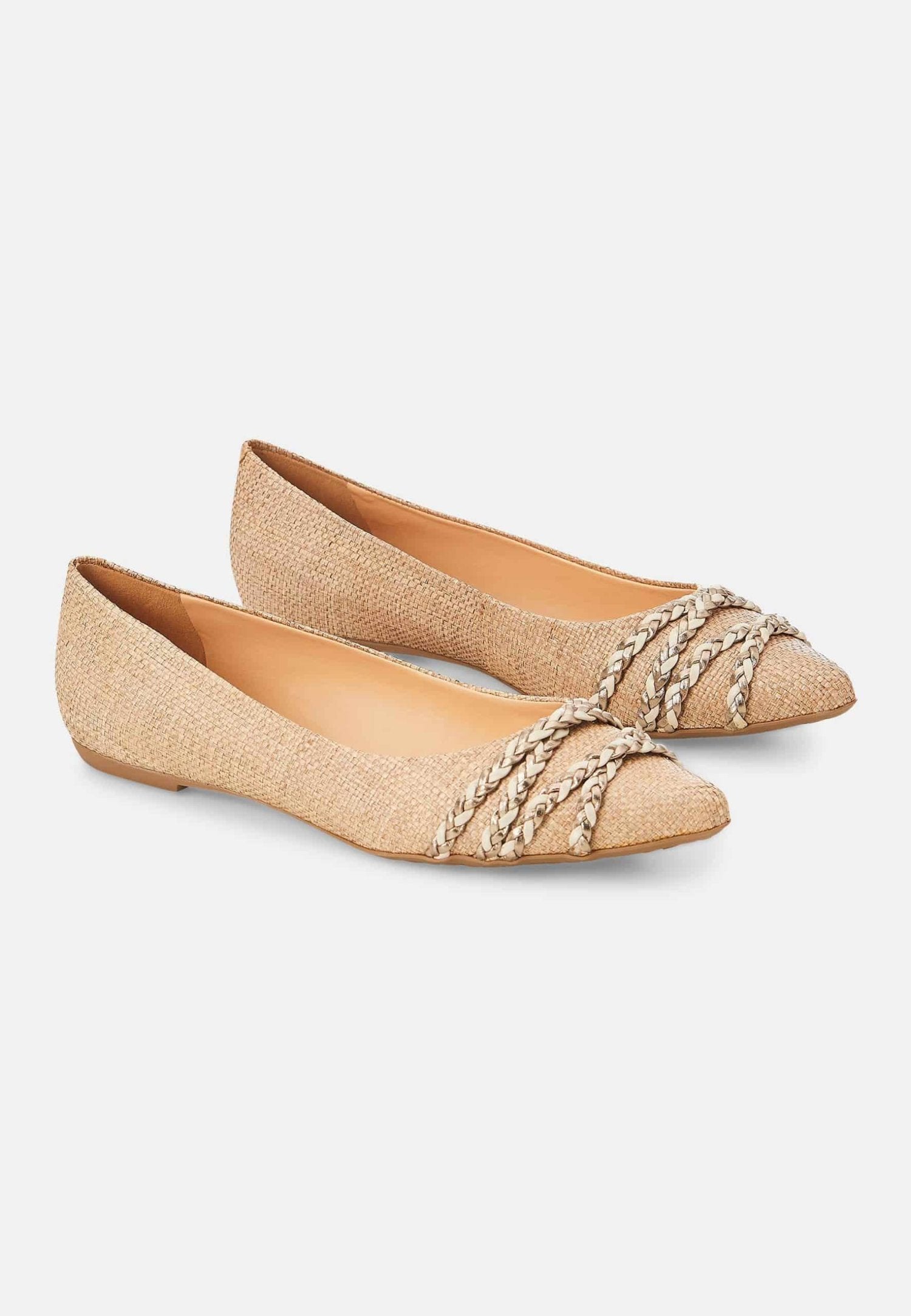 Beige Natural Raffia Ballerinas – Women’s Flats-2