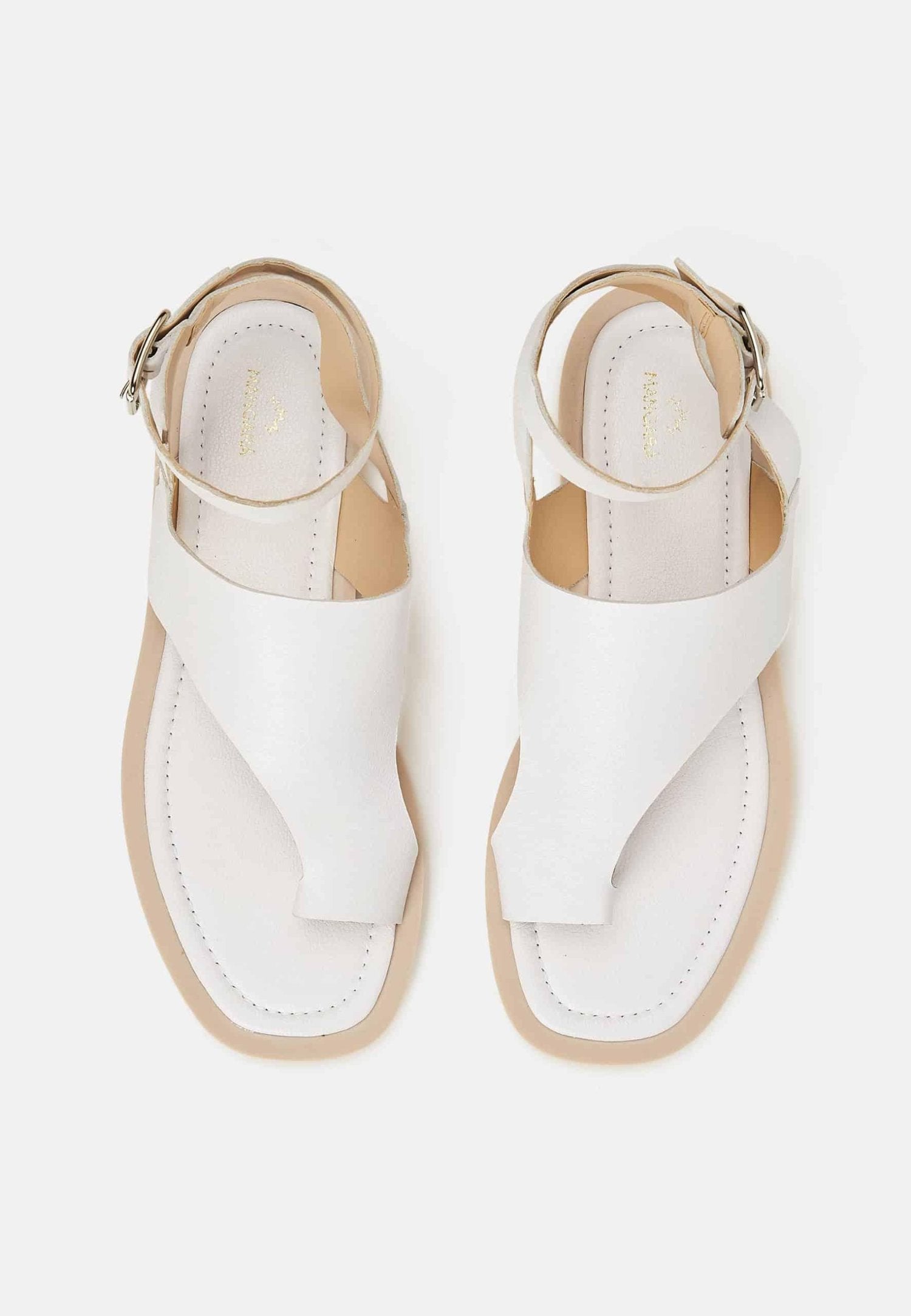 White Leather Toe-Ring Sandals – Handmade Women’s Flat Sandals-1