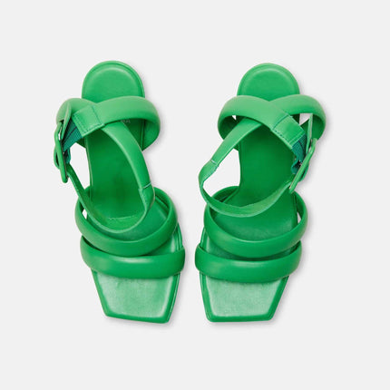 Green Calf Leather Sandals Uvaia – Women’s 8 cm Sculpted Heel with Ankle Strap-2