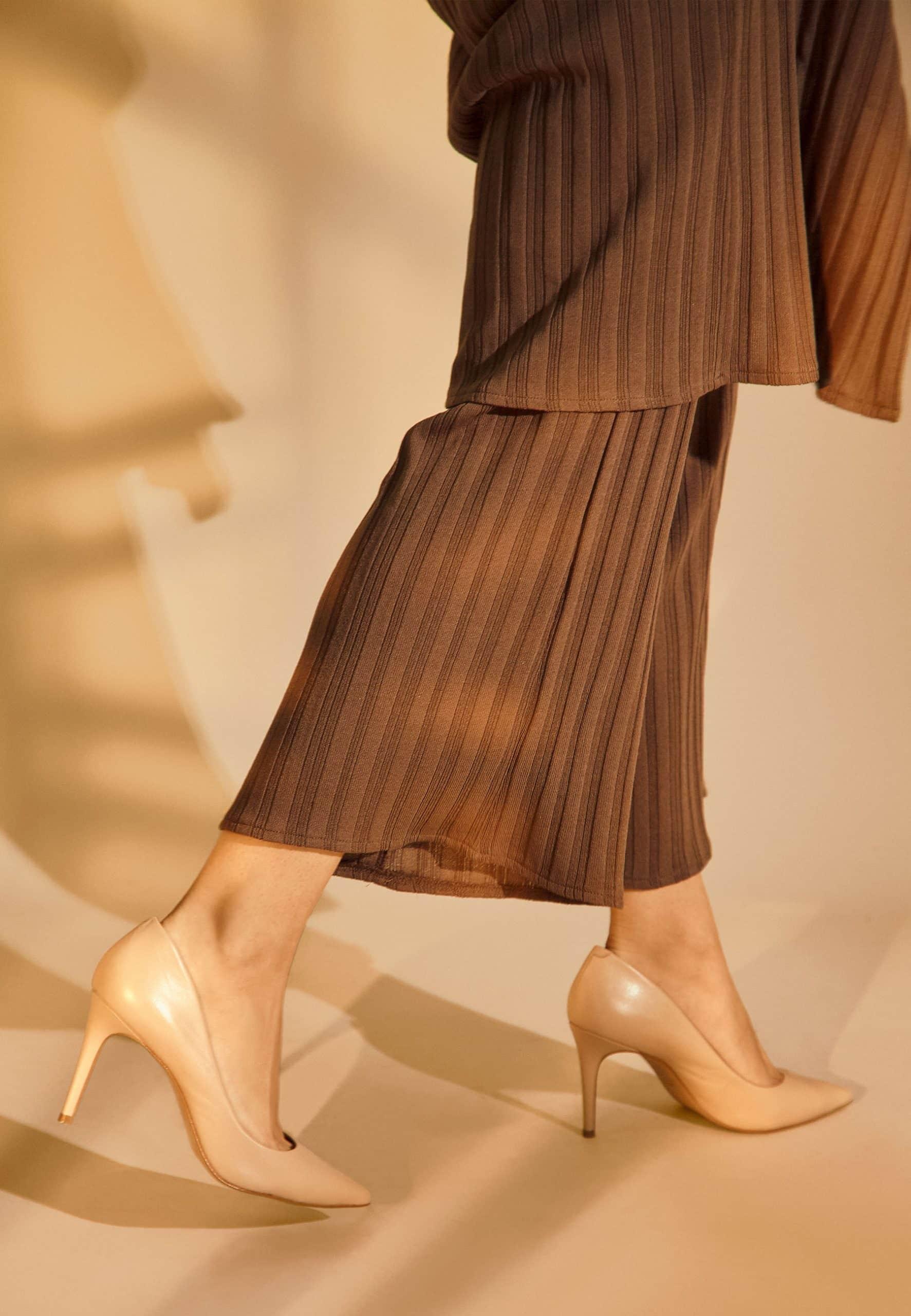 Classic Beige Leather Stiletto Pumps Tenate – 8.7cm Heel-2