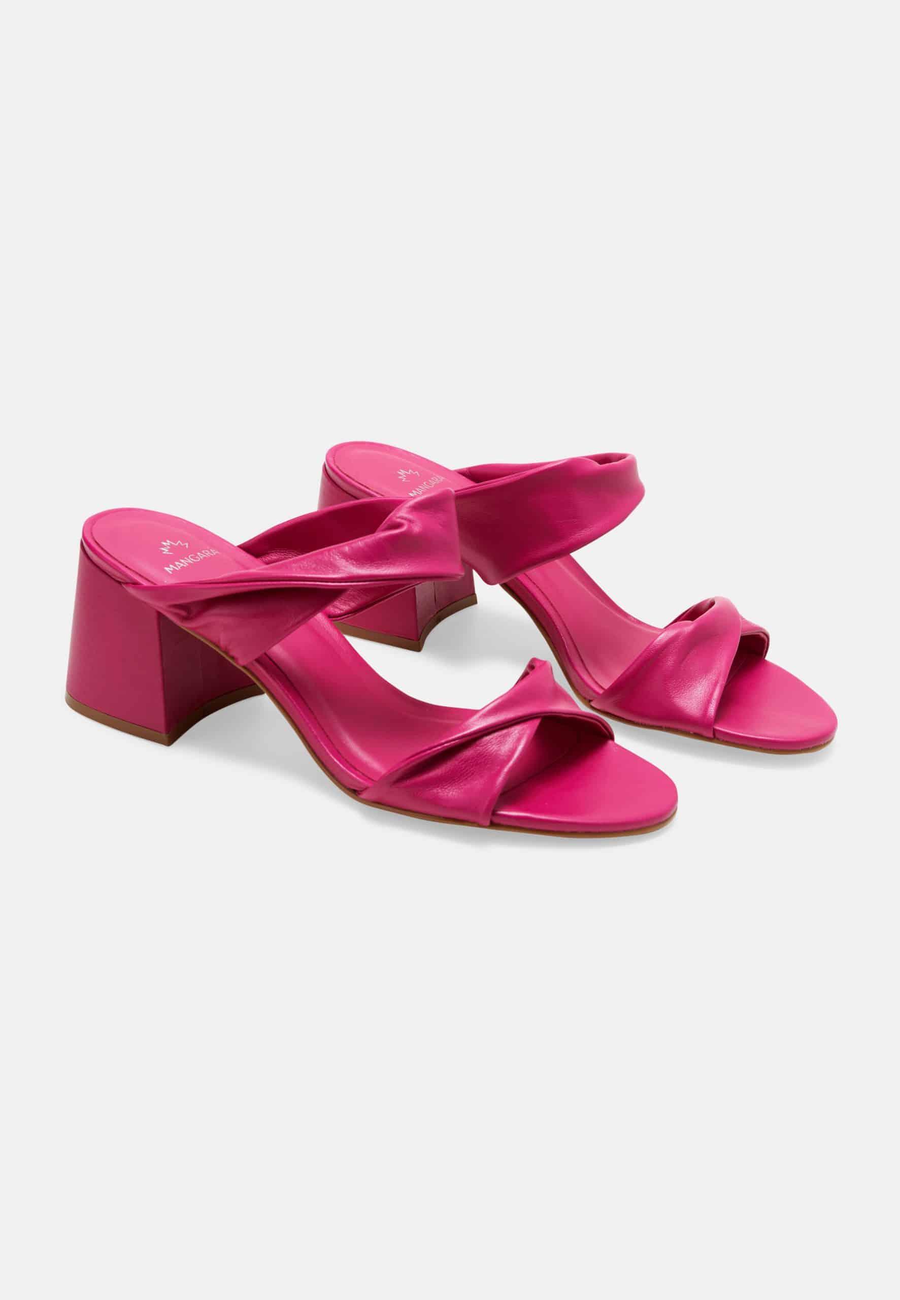 Pink Goat Leather Mules Xaxim – Women’s 6.5 cm Block Heel Sandals-1