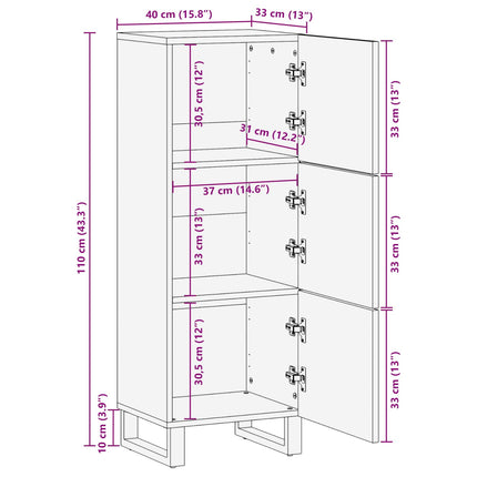 Opberg Highboard Bruin 40 X 33 X 110 Cm Massief Mango Hout - XdropX