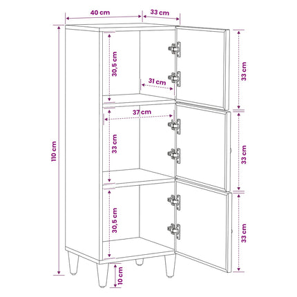 Opbergkasten Bruin 40 X 33,5 X 110 Cm Massief Mango Hout - XdropX