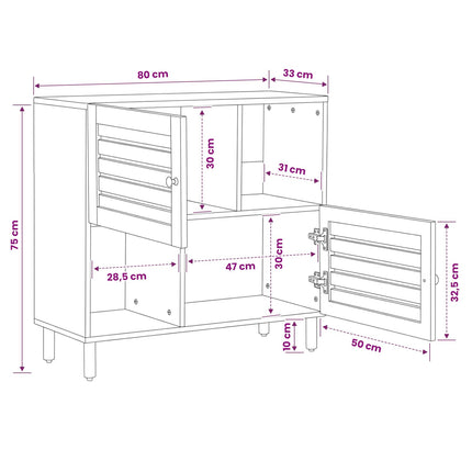 Opbergkasten Bruin 80 X 33,5 X 75 Cm Massief Mango Hout - XdropX