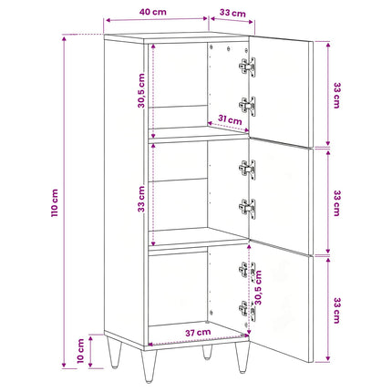 Opbergkasten Multikleur 40 X 33,5 X 110 Cm Massief Mango Hout - XdropX