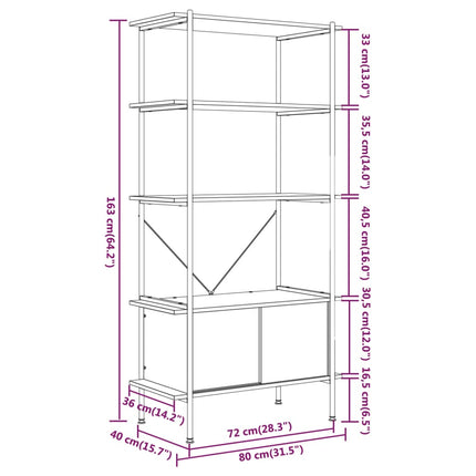 Opbergrek 5-Laags Met Kast 80X40X Staal En Bewerkt Hout - XdropX
