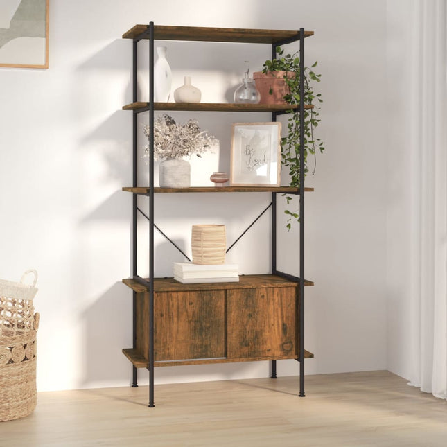 Opbergrek 5-Laags Met Kast 80X40X Staal En Bewerkt Hout - XdropX