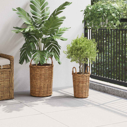 Planter Mand Met Opslag Gendt 2 St Natuurlijk Kubu Rattan - XdropX