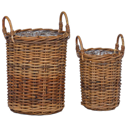 Planter Mand Met Opslag Gendt 2 St Natuurlijk Kubu Rattan - XdropX