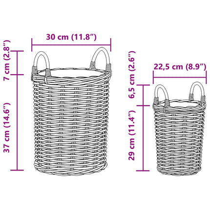 Planter Mand Met Opslag Gendt 2 St Natuurlijk Kubu Rattan - XdropX
