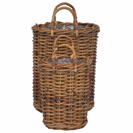 Planter Mand Met Opslag Gendt 2 St Natuurlijk Kubu Rattan - XdropX