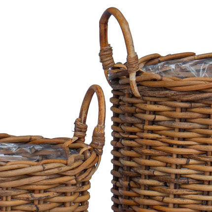 Planter Mand Met Opslag Gendt 2 St Natuurlijk Kubu Rattan - XdropX