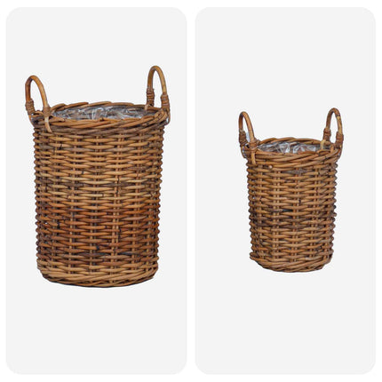 Planter Mand Met Opslag Gendt 2 St Natuurlijk Kubu Rattan - XdropX