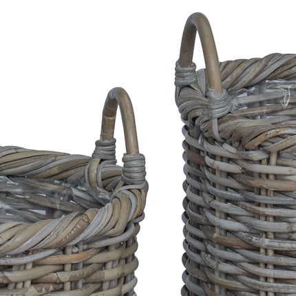 Plantermand Met Opslag 3 St Natuurlijk Kubu Rattan - XdropX