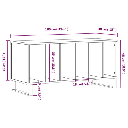 Platenkast 100X38X48 Cm Bewerkt Hout Kleurig - XdropX