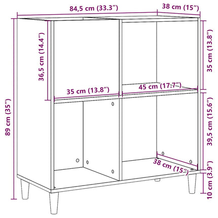 Platenkast 84,5X38X89 Cm Bewerkt Hout Kleurig - XdropX