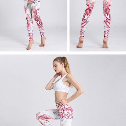 Women Fitness Yoga Pants The Zodiac Print Sport Tights Slim High waist-4