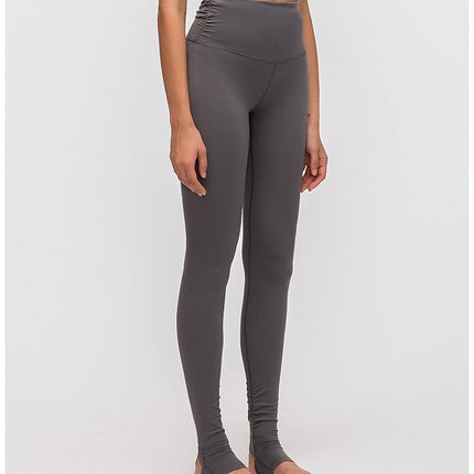 Elasticity Waist Drape Dance Sport Foot Pants Women High Waist-0