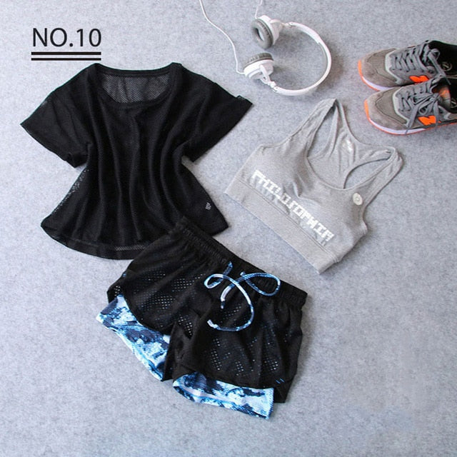 Sportswear 3 Piece Yoga Set Women Gym Cloth Sport Suit-10