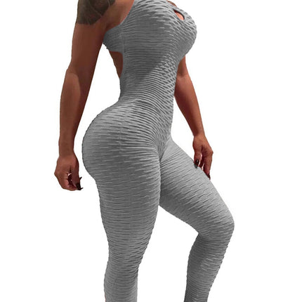 Sexy Women's Tracksuit Yoga Pants High Waist Gym Play Suit Push up Slim Sport Backless Top Running Sportswear Soft Jumpsuit-2
