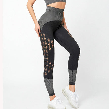Seamless Hollow Out Sport Fitness Leggings Women-1
