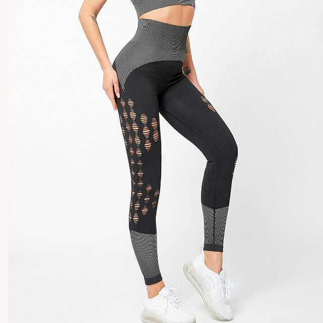 Seamless Hollow Out Sport Fitness Leggings Women-1