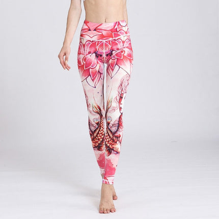 Women Fitness Yoga Pants The Zodiac Print Sport Tights Slim High waist-5