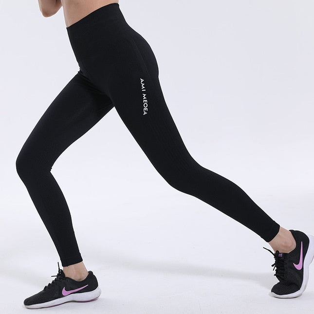 Seamless Leggings Women Gym Widen High Waisted Workout Jogging Yoga Pants High Stretchy Tights Tummy Control Sport Leggings AMI-1