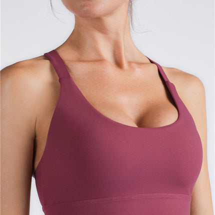 Yoga Bras Sports Tops Underwear Female Cross-back Buckle Running Shock-Resistant Sports Brassiere-4