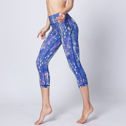 Women Fitness Yoga Pants Slim High waist Sport Leggings Gym Elastic Romantic Printed Long Tights for Running Tummy Control-10