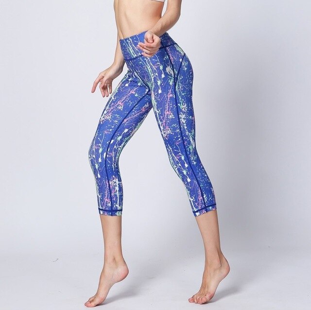 Women Fitness Yoga Pants Slim High waist Sport Leggings Gym Elastic Romantic Printed Long Tights for Running Tummy Control-10