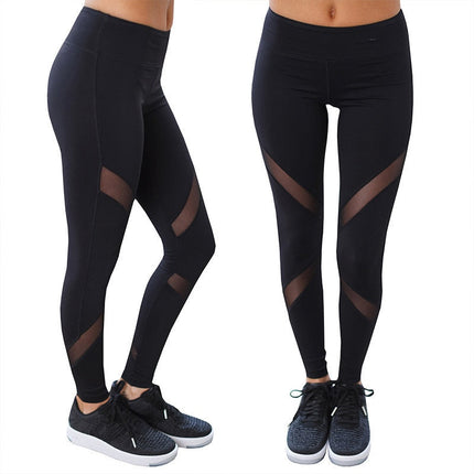 Sport Leggings Women Running Black Mesh Net Yoga Pants-0