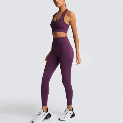 Seamless Gym Set Nylon Woman Sportswear 2 Piece Exercise Leggings Padded Sports Bras Women Fitness Wear Yoga Sets Sports Suits-7
