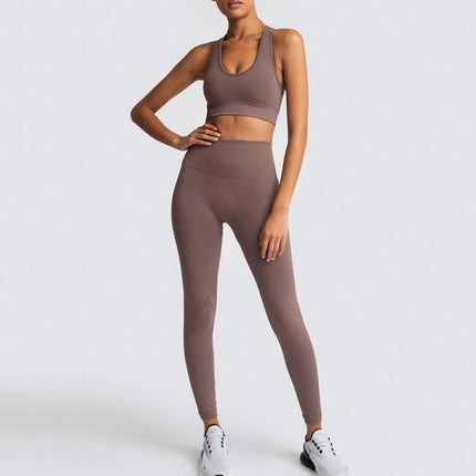 Seamless Gym Set Nylon Woman Sportswear 2 Piece Exercise Leggings Padded Sports Bras Women Fitness Wear Yoga Sets Sports Suits-10