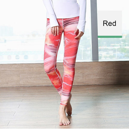 Women Fitness Yoga Pants Slim High waist Sport Leggings Gym Elastic Romantic Printed Long Tights for Running Tummy Control-7