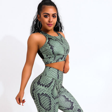2 Piece Sexy Snake Print Yoga Set Women Workout Gym Bras Sport Fitness Leggings Ropa Deportivas Mujer Running Ladies Suit-2