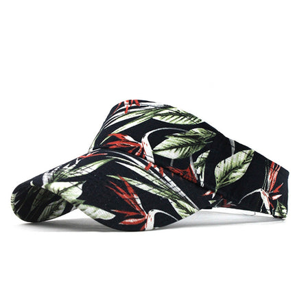 Unisex Running cap Empty top sun Visor hat washed canvas visor printed outdoor cap Adjustable Sport cap-1