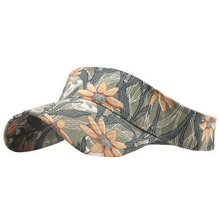 Unisex Running cap Empty top sun Visor hat washed canvas visor printed outdoor cap Adjustable Sport cap-3