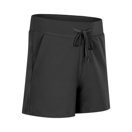 Leisure Nylon Yoga Gym Workout Shorts Women Anti-sweat High Waist Drawstring Running Sport Shorts with Pocket-4